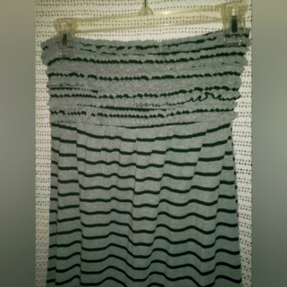 Women's black and grey stripped tube top maxi